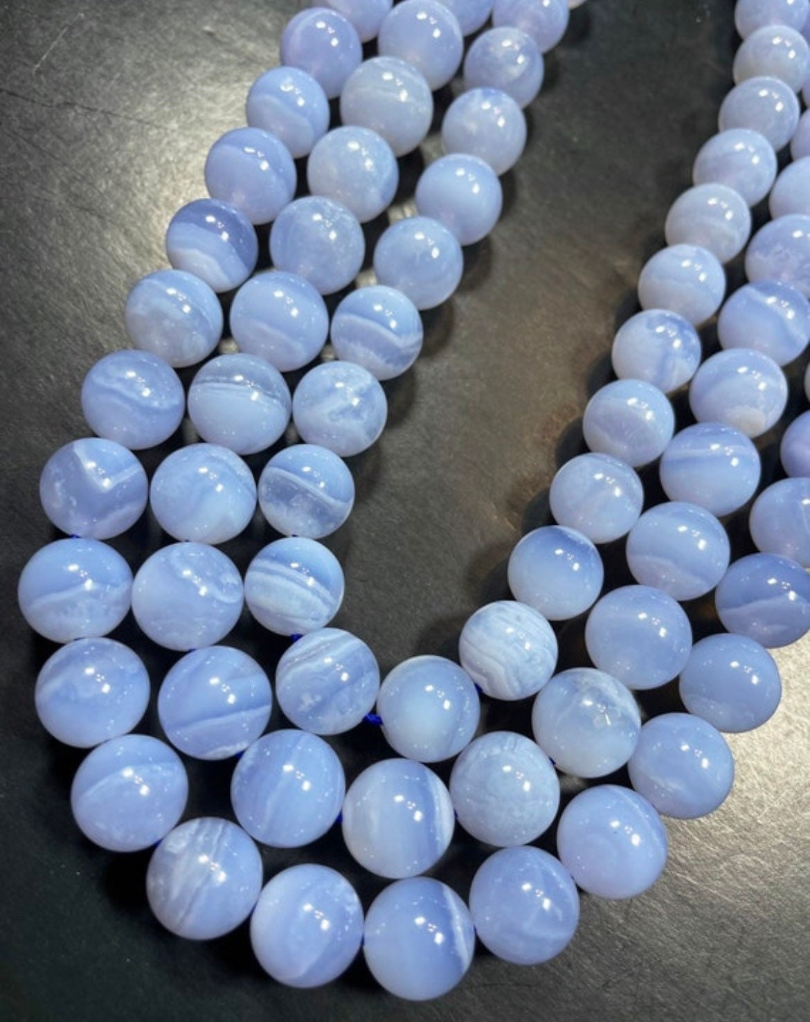 AAA Natural Blue Lace Agate Chalcedony Gemstone Bead 4mm 6mm 8mm 10mm 12mm Round Bead, Natural Blue Color Blue Lace Agate Gemstone Beads