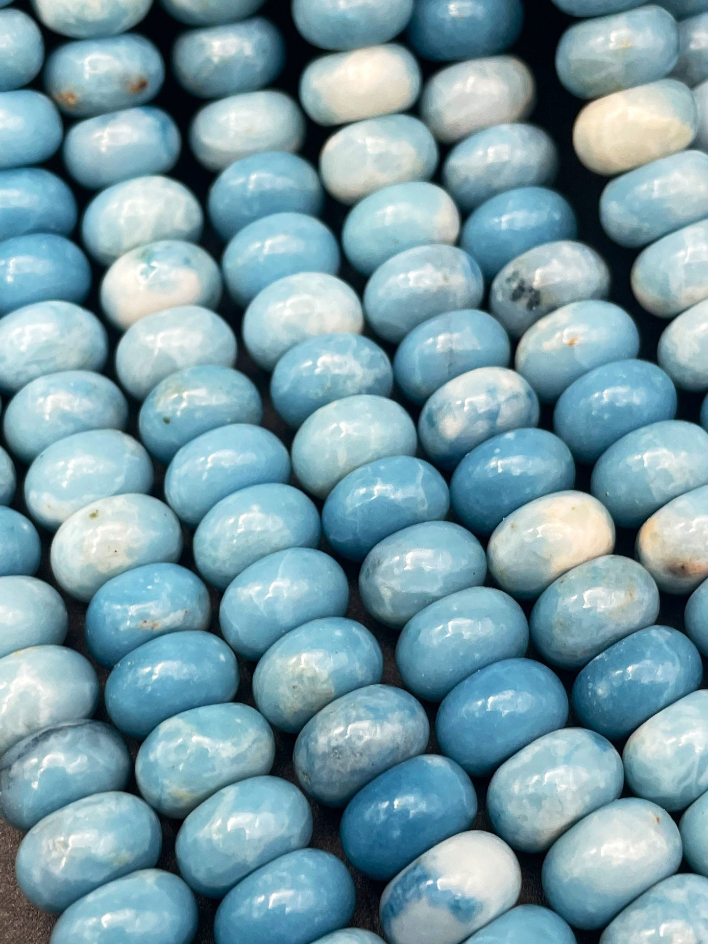 Beautiful Natural Larimar Quartz Gemstone Bead 4x6mm 5x8mm 6x9mm Rondelle Shape, Gorgeous Blue Larimar Gemstone Bead, High Polished Gemstone Bead