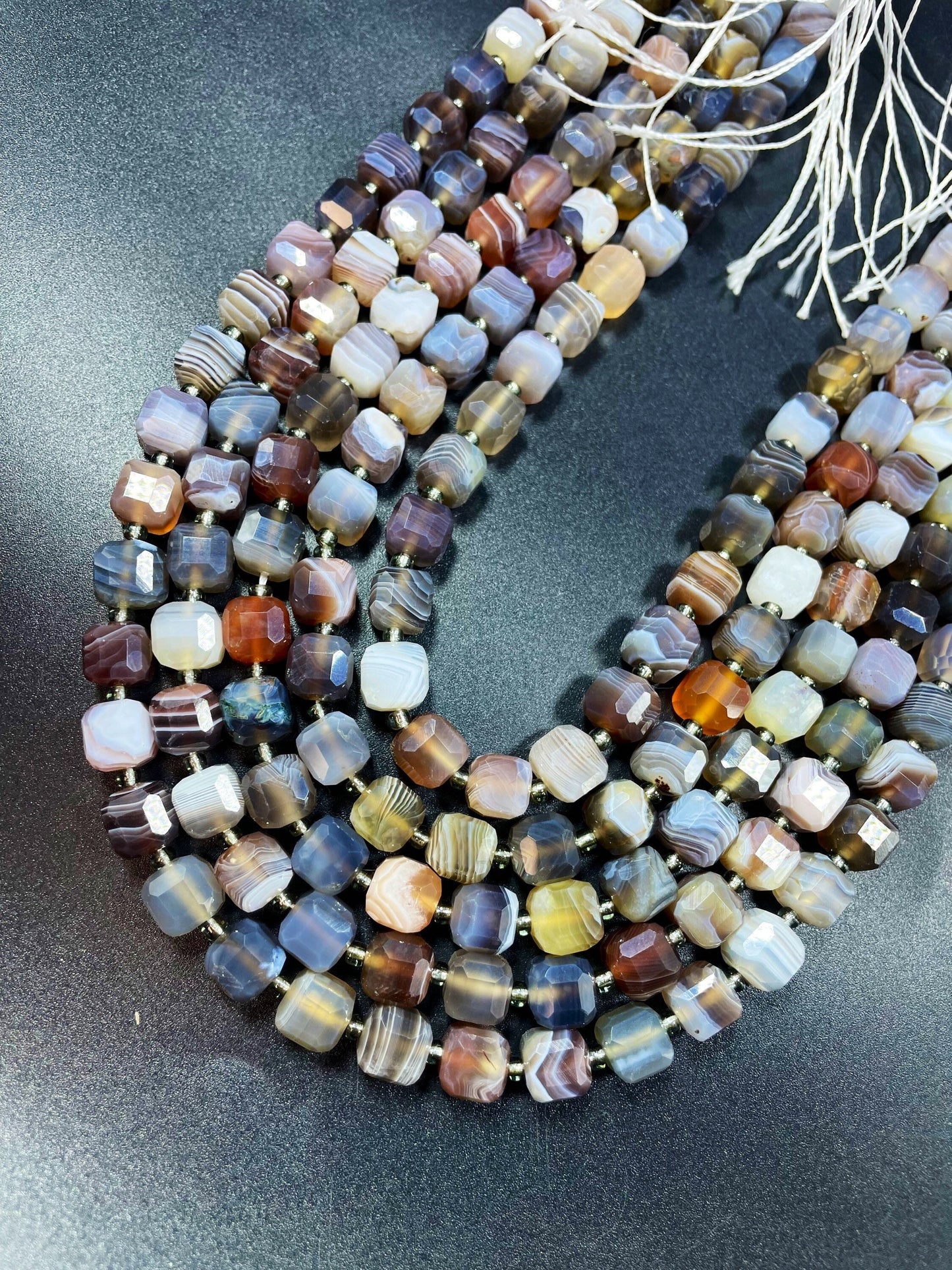 AAA Natural Botswana Gemstone Bead 8mm Cube Shape, Beautiful Neutral Gray Brown Color Botswana Gemstone Beads
