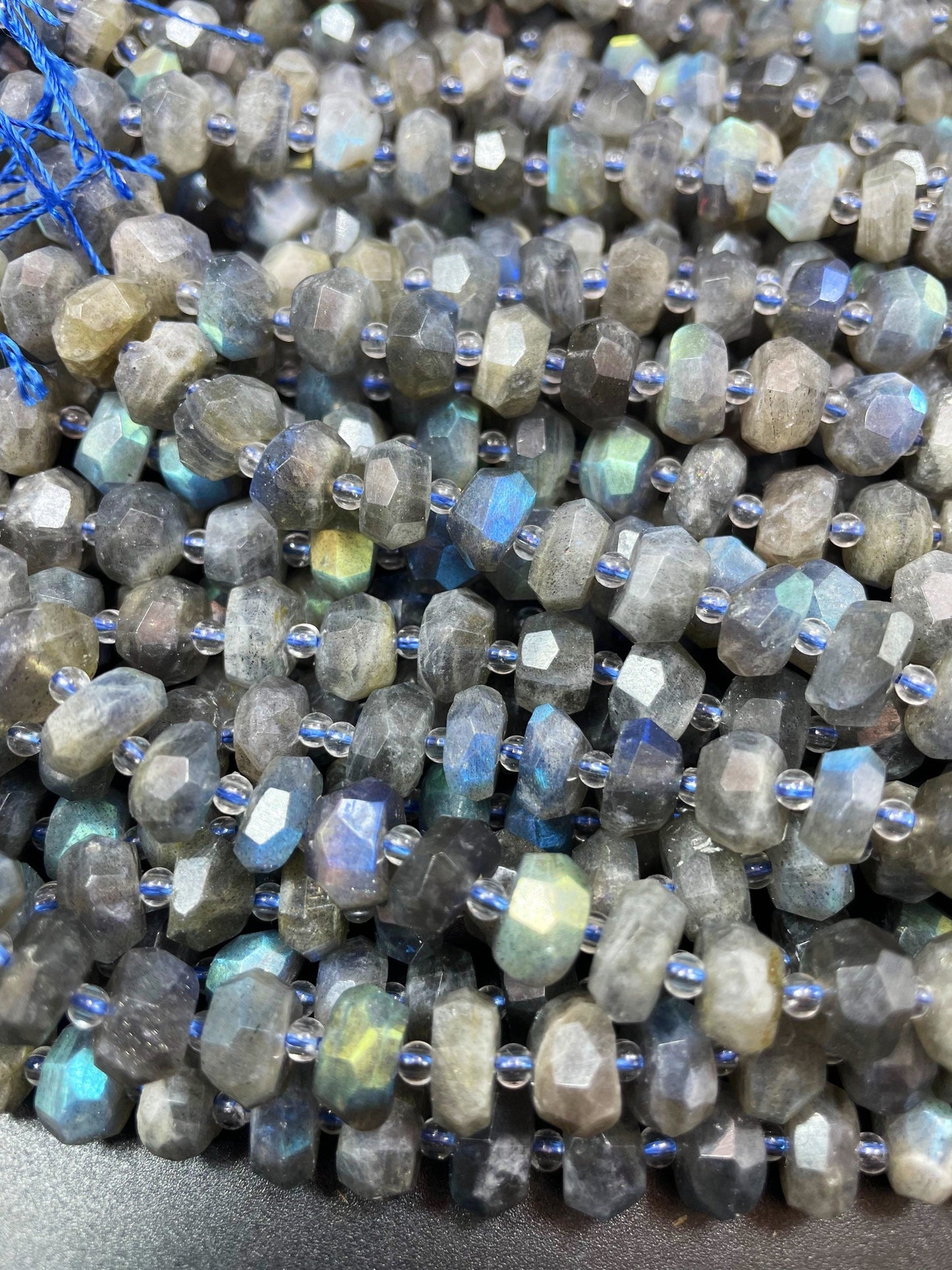 Natural Rainbow Labradorite Gemstone Bead Faceted 5x10mm Rondelle Shape, Natural Gray Color Labradorite Gemstone Bead