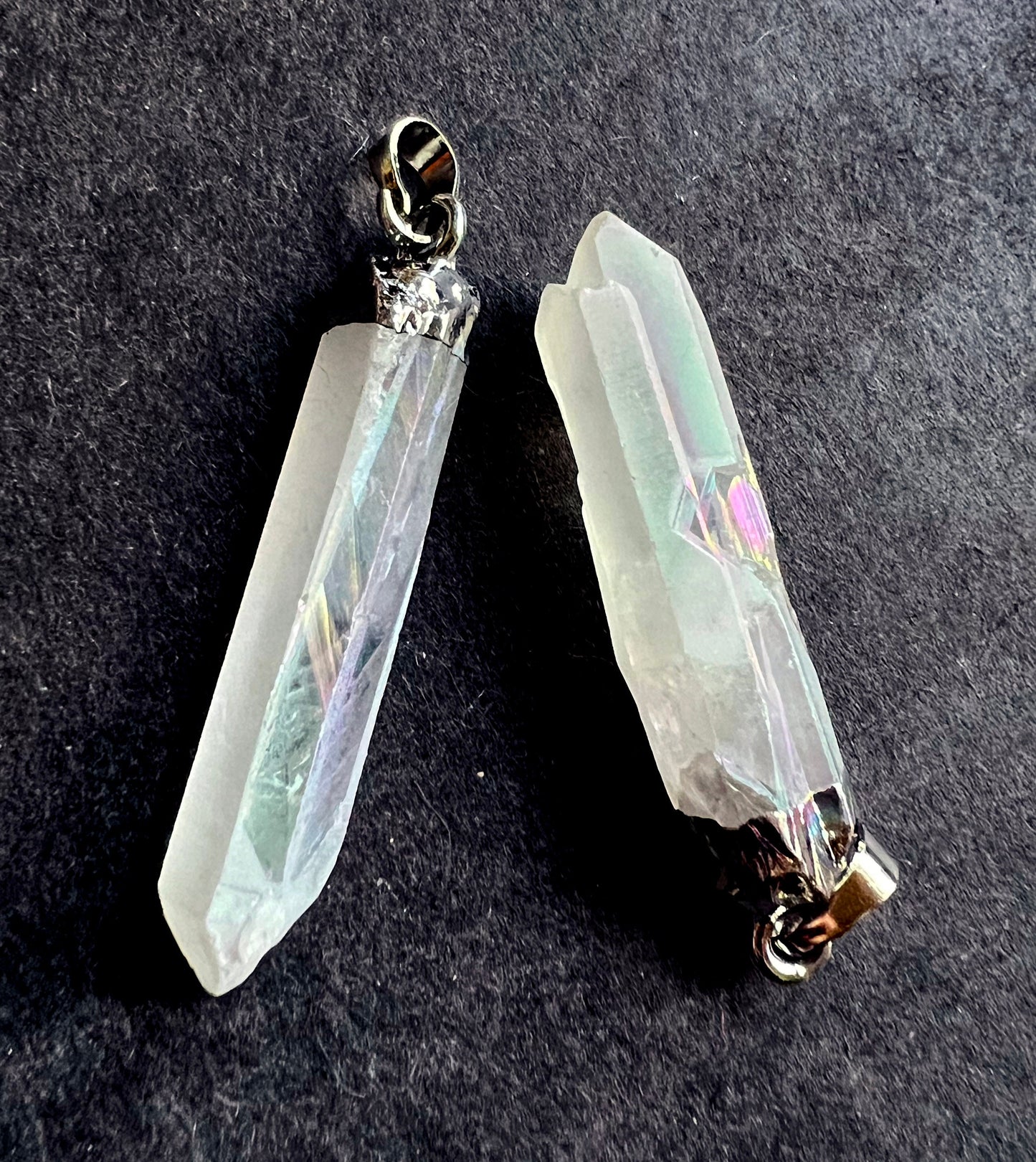 Natural Mystic Quartz Pendant, 10x48mm, Stick Shape Pendant, Beautiful White Color Mystic Quartz Pendant