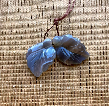 Natural Botswana Agate Leaf shape 17x25mm Gorgeous Gray White Color! Loose Pendant Loose Gemstone Loose Bead Handmade Jewelry Great Quality!