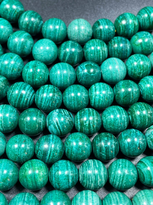 Malachite Quartz Gemstone Bead 6mm 8mm 10mm Round Bead, Beautiful Green Color Malachite Quartz Beads, Full Strand 15.5"
