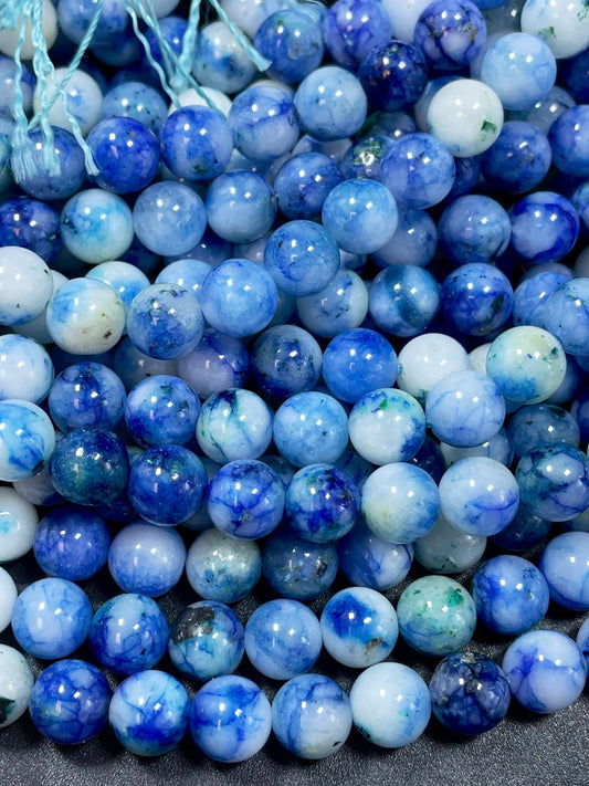 Natural Blue Chrysocolla Gemstone Bead, 6mm 8mm Round Beads, Beautiful Blue Color Chrysocolla Gemstone Bead