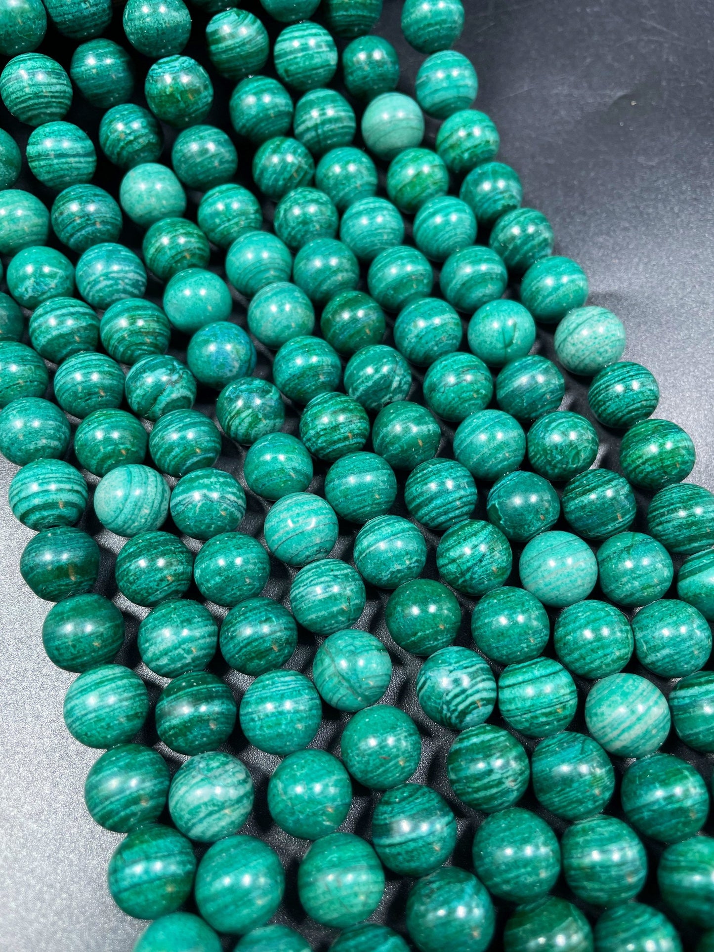 Malachite Quartz Gemstone Bead 6mm 8mm 10mm Round Bead, Beautiful Green Color Malachite Quartz Beads, Full Strand 15.5"