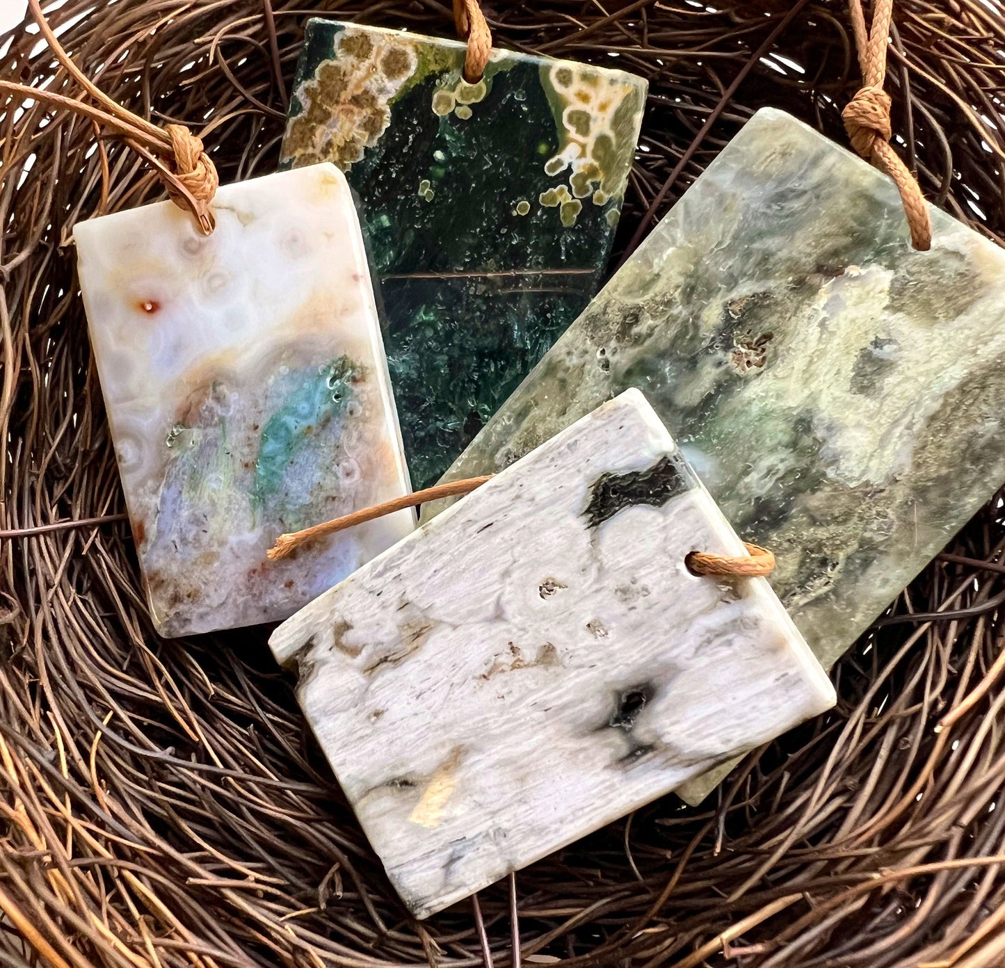 Natural Gemstone Ocean Jasper 43x61mm Rectangle Shape Gorgeous Gray Brown colors Loose Bead Loose Pendant Great quality Jasper!!!