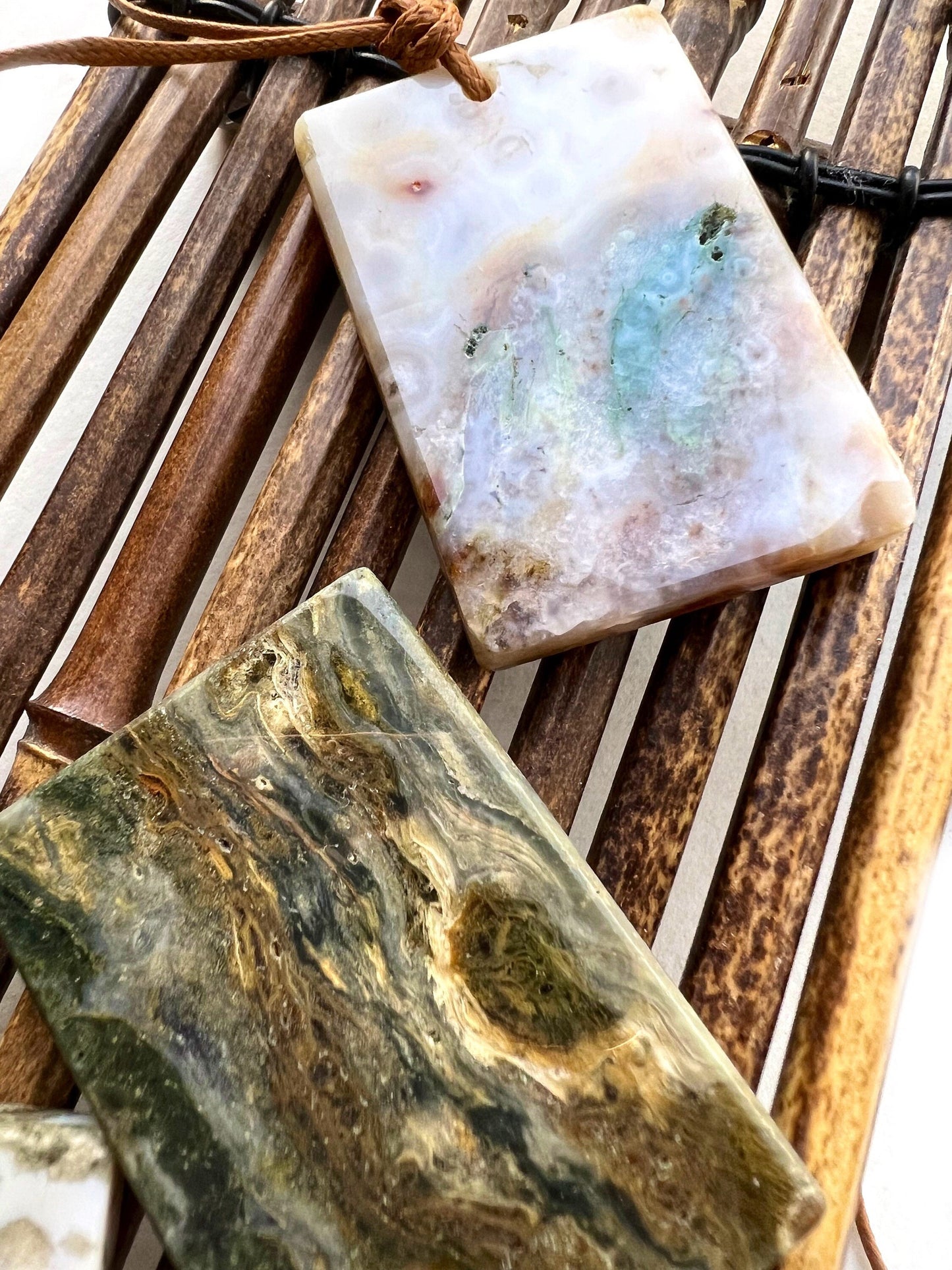 Natural Gemstone Ocean Jasper 43x61mm Rectangle Shape Gorgeous Gray Brown colors Loose Bead Loose Pendant Great quality Jasper!!!
