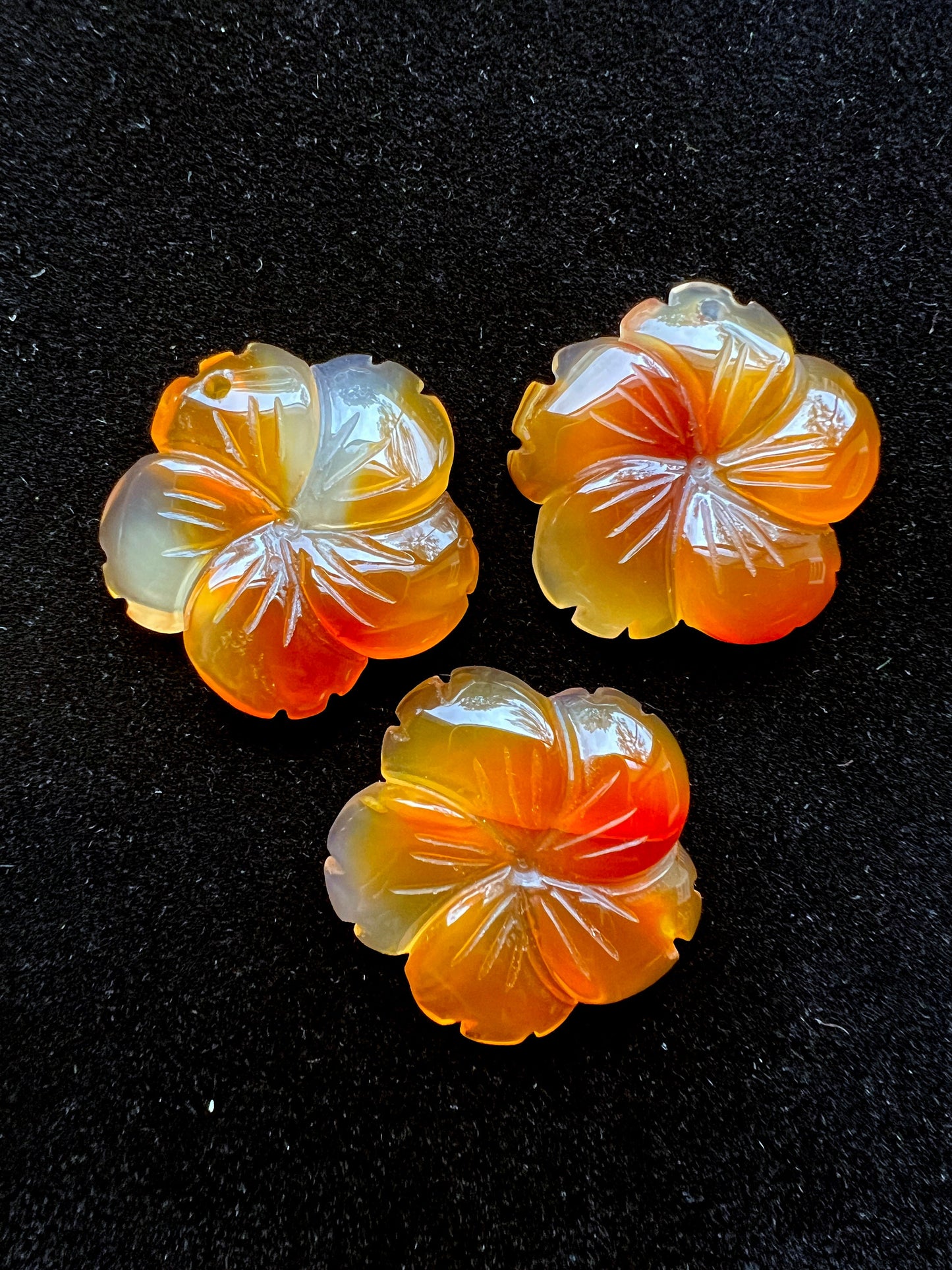 Natural Carnelian Pendant Hand Carved Flower Shape 25mm Beautiful Red Orange Color Handmade Earring Loose Earring Gemstone
