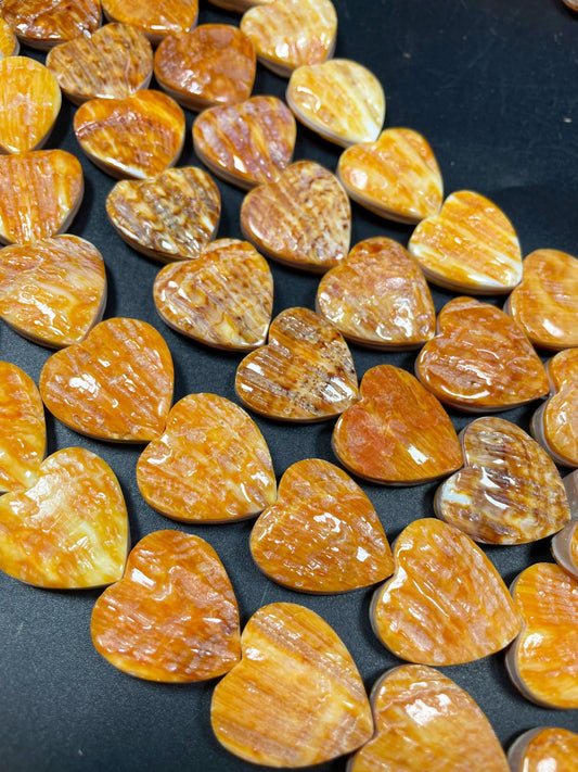 Natural Spiny Oyster Shell Bead 15mm Heart Shape, Gorgeous Natural Orange Yellow Unique Spiny Oyster Shell Bead