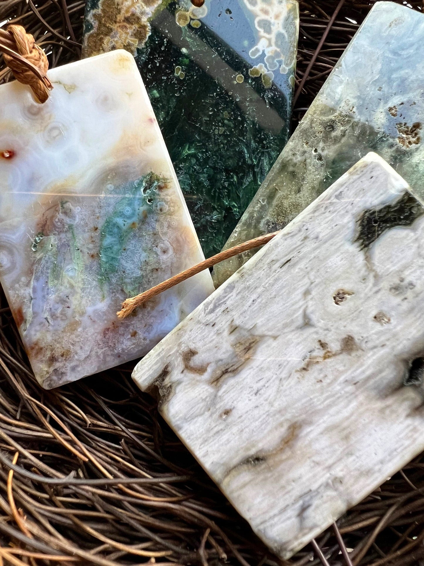 Natural Gemstone Ocean Jasper 43x61mm Rectangle Shape Gorgeous Gray Brown colors Loose Bead Loose Pendant Great quality Jasper!!!