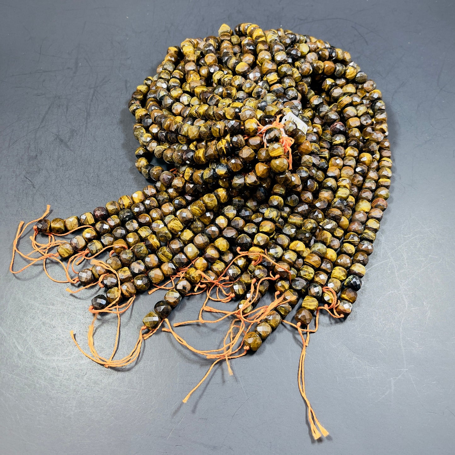 Natural Brown Tigers Eye Gemstone Beads - 10mm Faceted Cube Beads - Natural Brown Yellow Color Tiger Eye Gemstone, Excellent Quality 15.5"