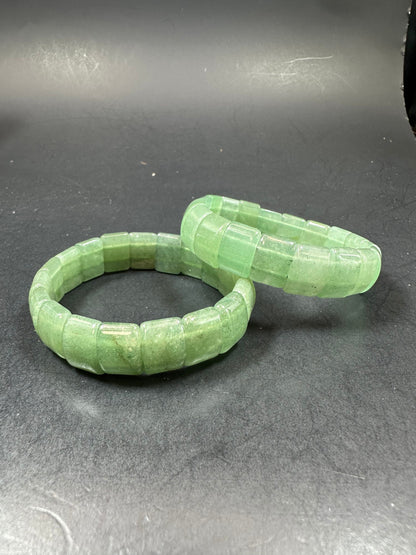 Natural Aventurine Jade Bangle 15x10 Rectangle Shape Gemstone Bracelet. Gorgeous Jade Green Color Bead. High Quality Unique Bangle!