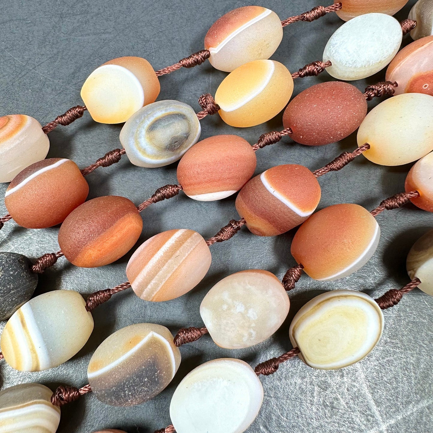 NATURAL Matte Botswana Agate Gemstone 20x15 Barrel Shape Bead, Beautiful Orange White Color Botswana Gemstone Bead