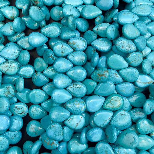 Natural Blue Turquoise Howlite Gemstone Beads - Beautiful 18mm Teardrop Shape for Jewelry Making and Crafts - Full Strand 10"