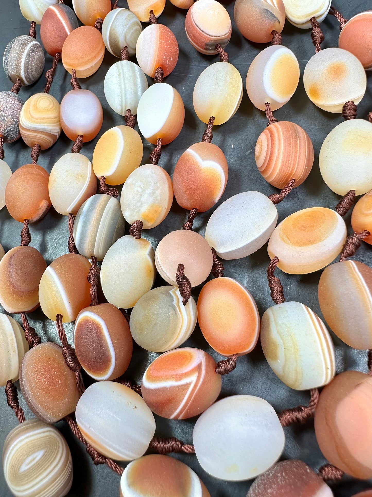 NATURAL Matte Botswana Agate Gemstone 20x15 Barrel Shape Bead, Beautiful Orange White Color Botswana Gemstone Bead