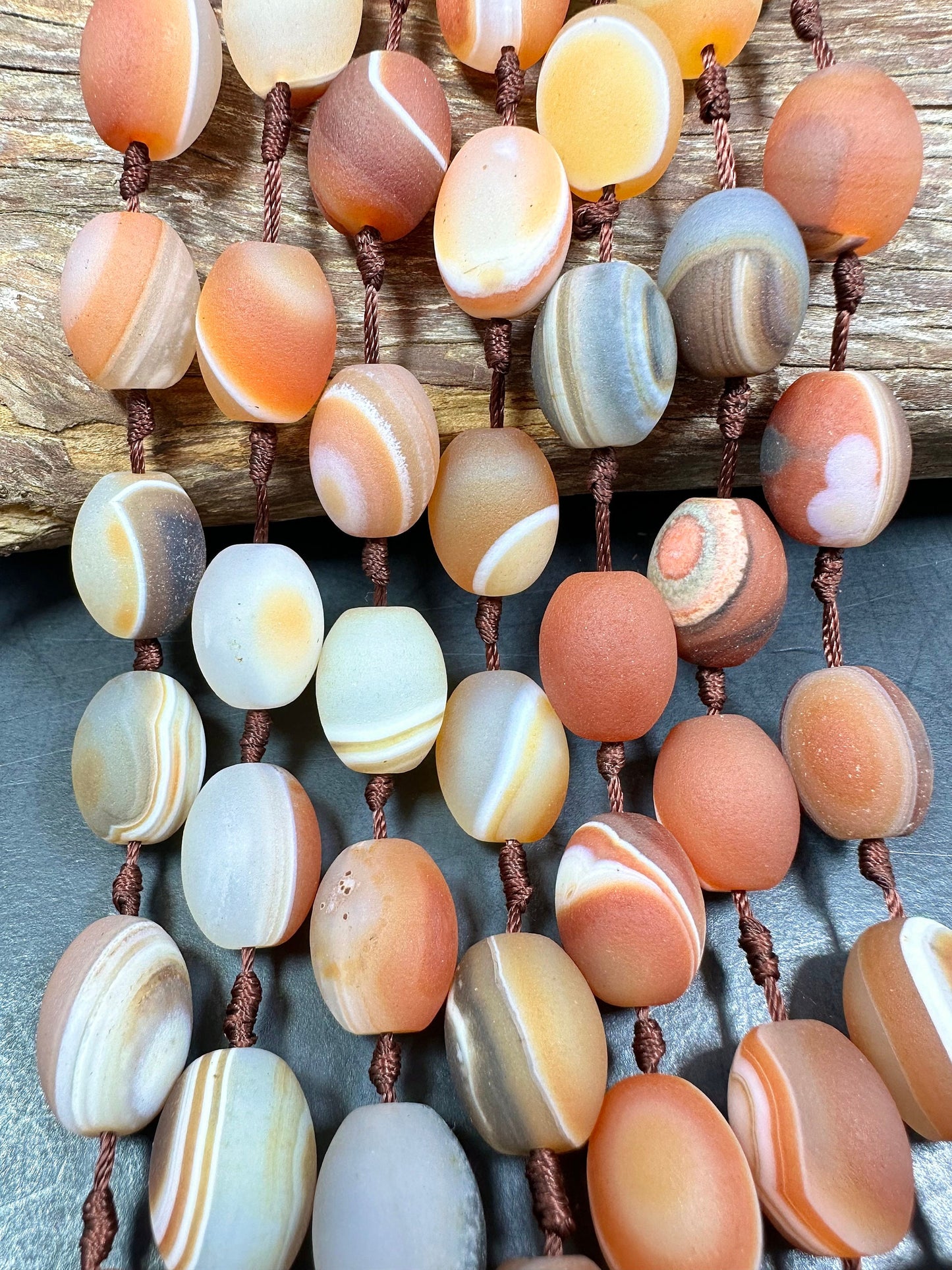 NATURAL Matte Botswana Agate Gemstone 20x15 Barrel Shape Bead, Beautiful Orange White Color Botswana Gemstone Bead