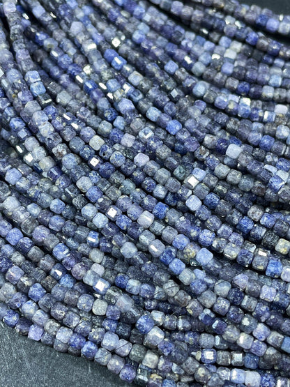 AA Natural Tanzanite Gemstone Bead Faceted 2mm Cube Shape, Gorgeous Natural Blue Gray Color Tanzanite Gemstone Bead