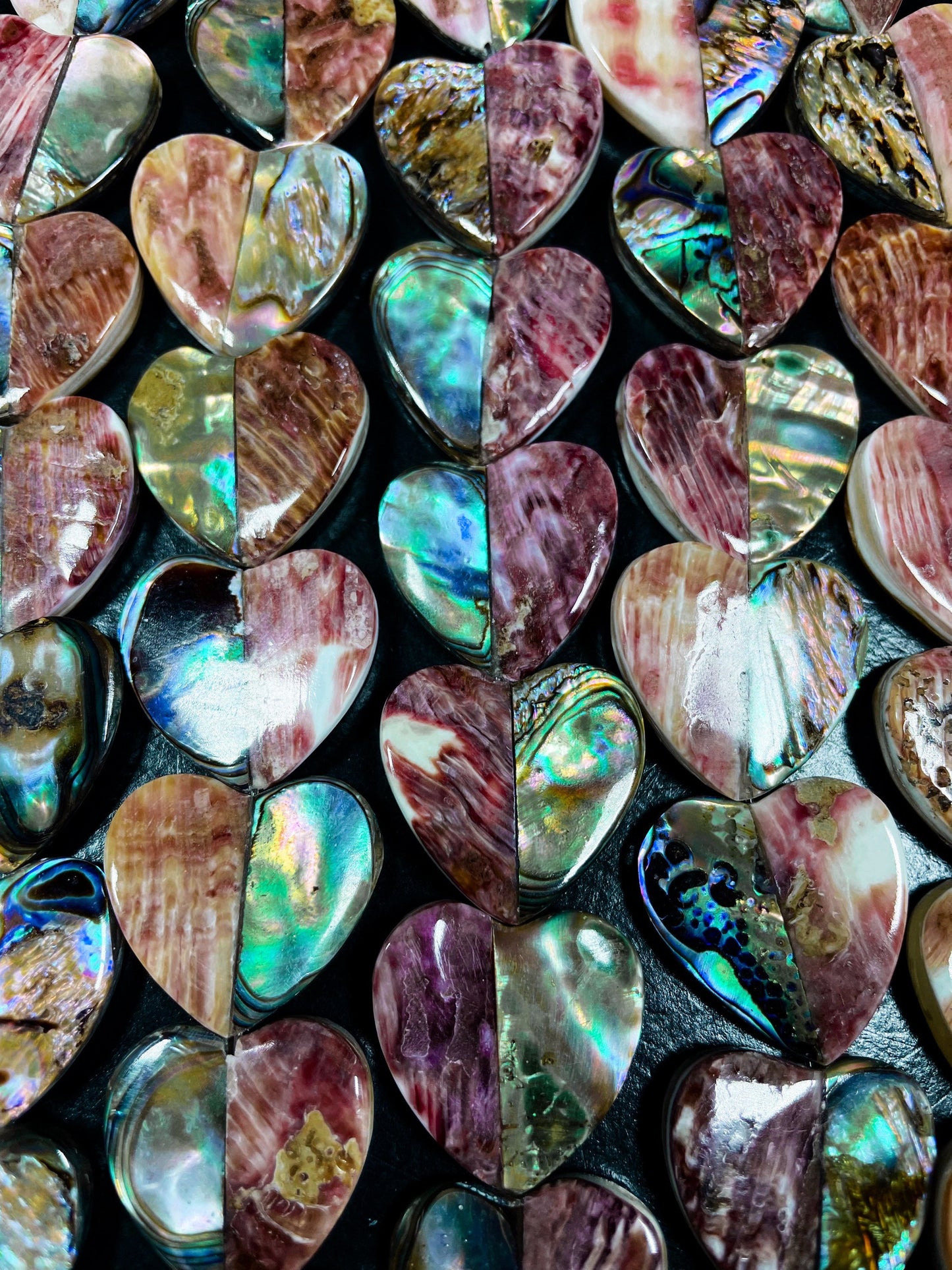 AAA Natural Spiny Oyster Shell with Abalone Shell Bead, Gorgeous Natural Purple Spiny Oyster Shell with Rainbow Abalone Shell Bead