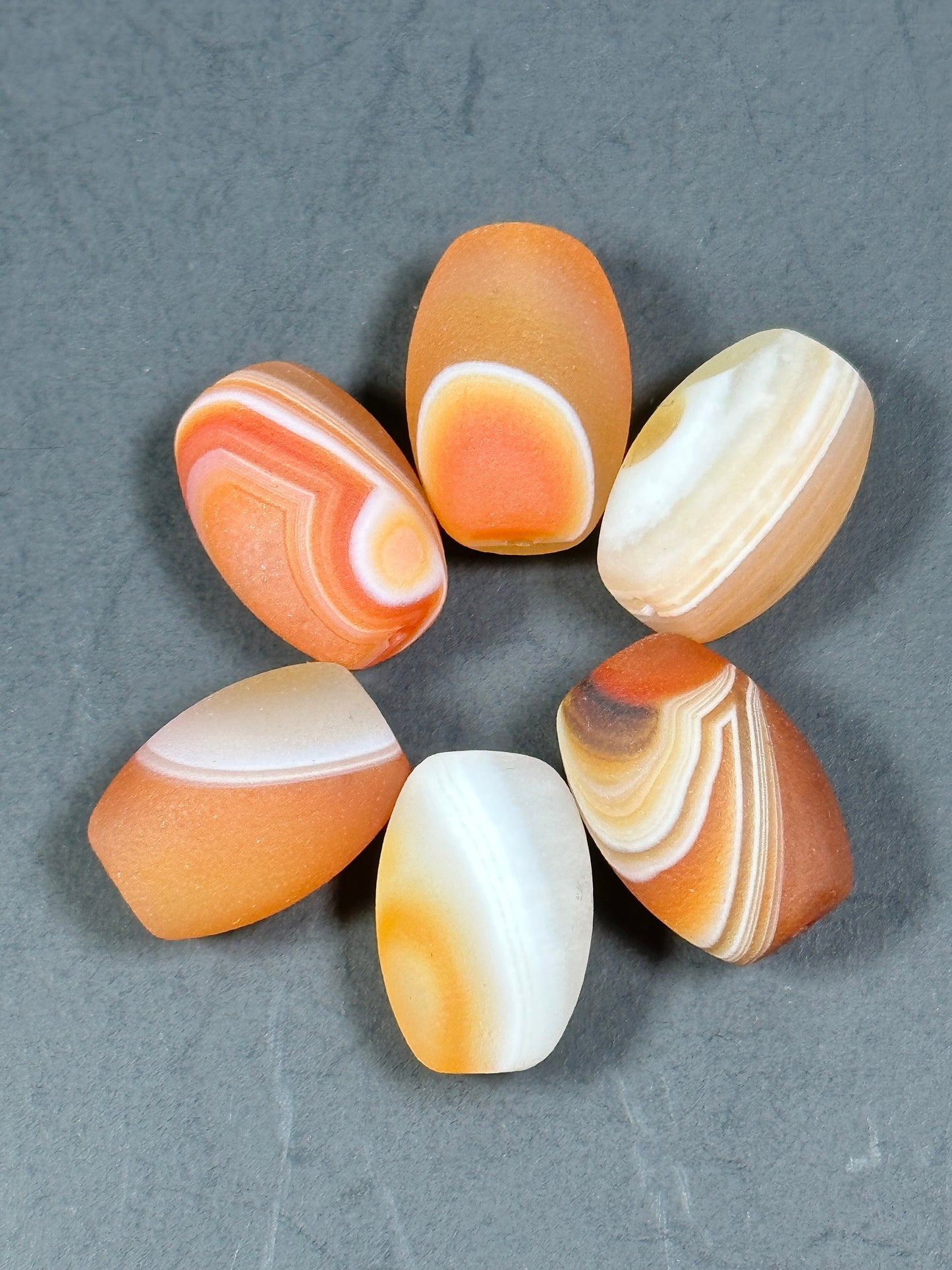 NATURAL Matte Botswana Agate Gemstone Bead 19x13mm Barrel Shape Bead, Beautiful Orange White Color Botswana Agate Beads, LOOSE Beads