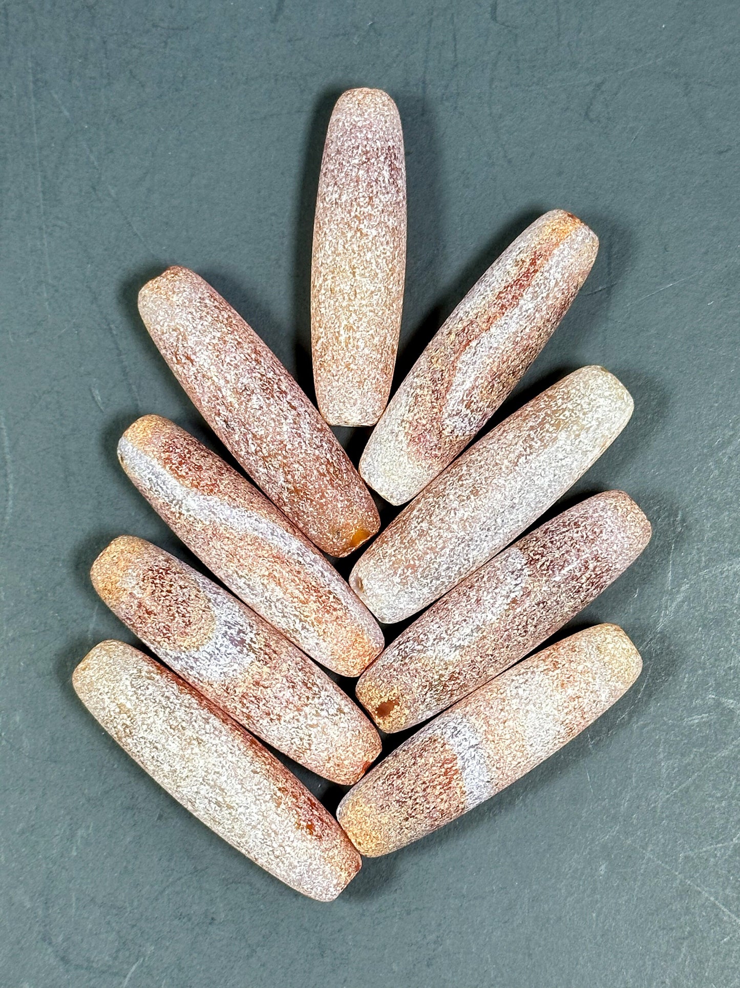 Natural Matte Orange Botswana Agate Gemstone Bead 48x13mm Barrel/Tube Shape Bead, Gorgeous Icy Orange Color Botswana Agate Beads, LOOSE Bead