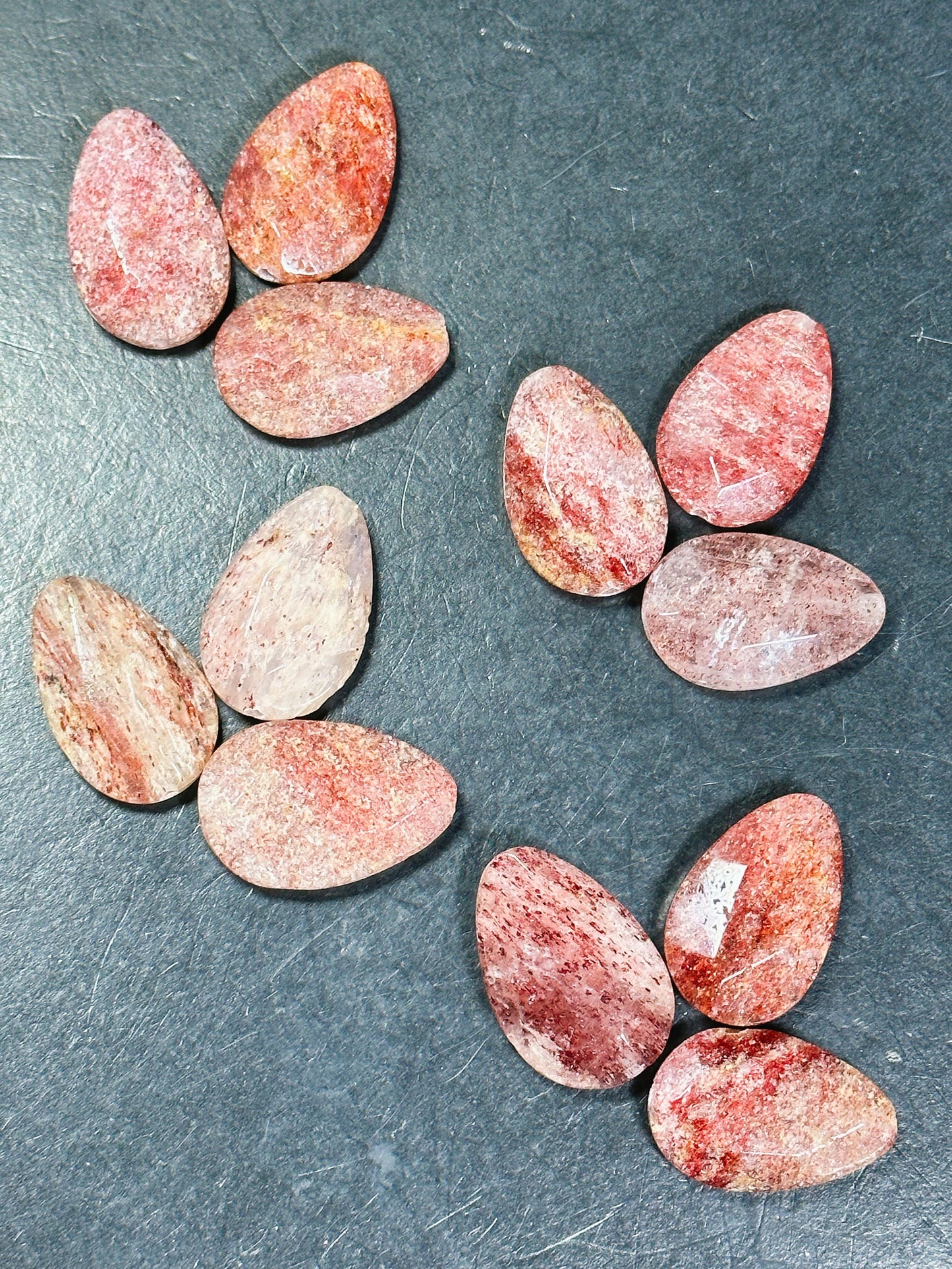 NATURAL Strawberry Quartz Gemstone Bead Faceted 30x20mm Teardrop Shape, Gorgeous Red Pink Color Strawberry Quartz Gemstone Bead, LOOSE Beads