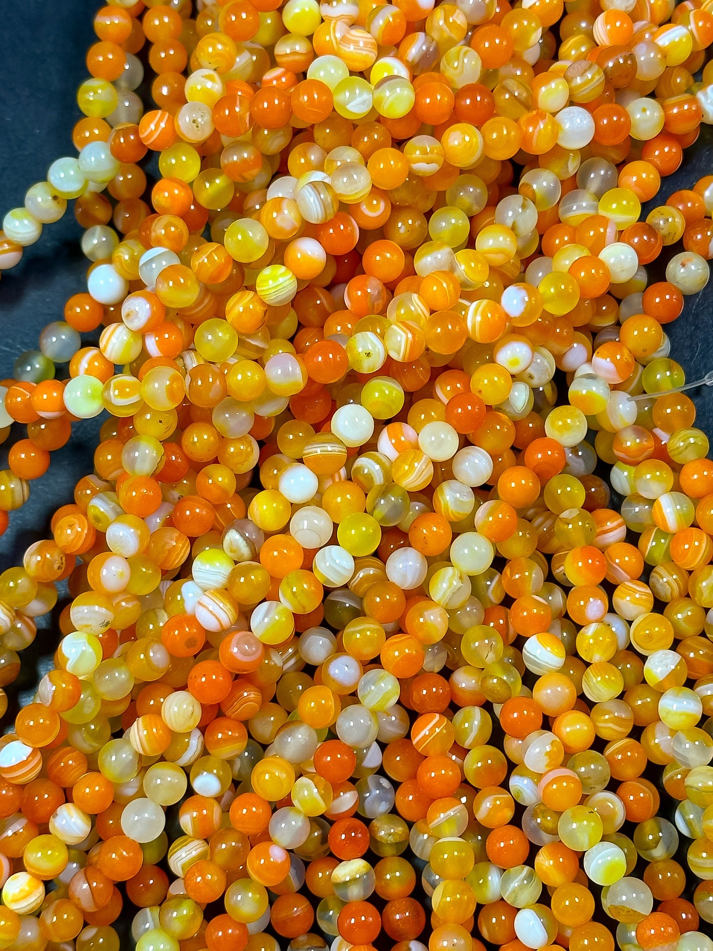 NATURAL Botswana Agate Gemstone Bead Smooth 6mm 8mm 10mm 12mm Round Beads, Beautiful Orange Color Botswana Gemstone Bead Full Strand 15.5"