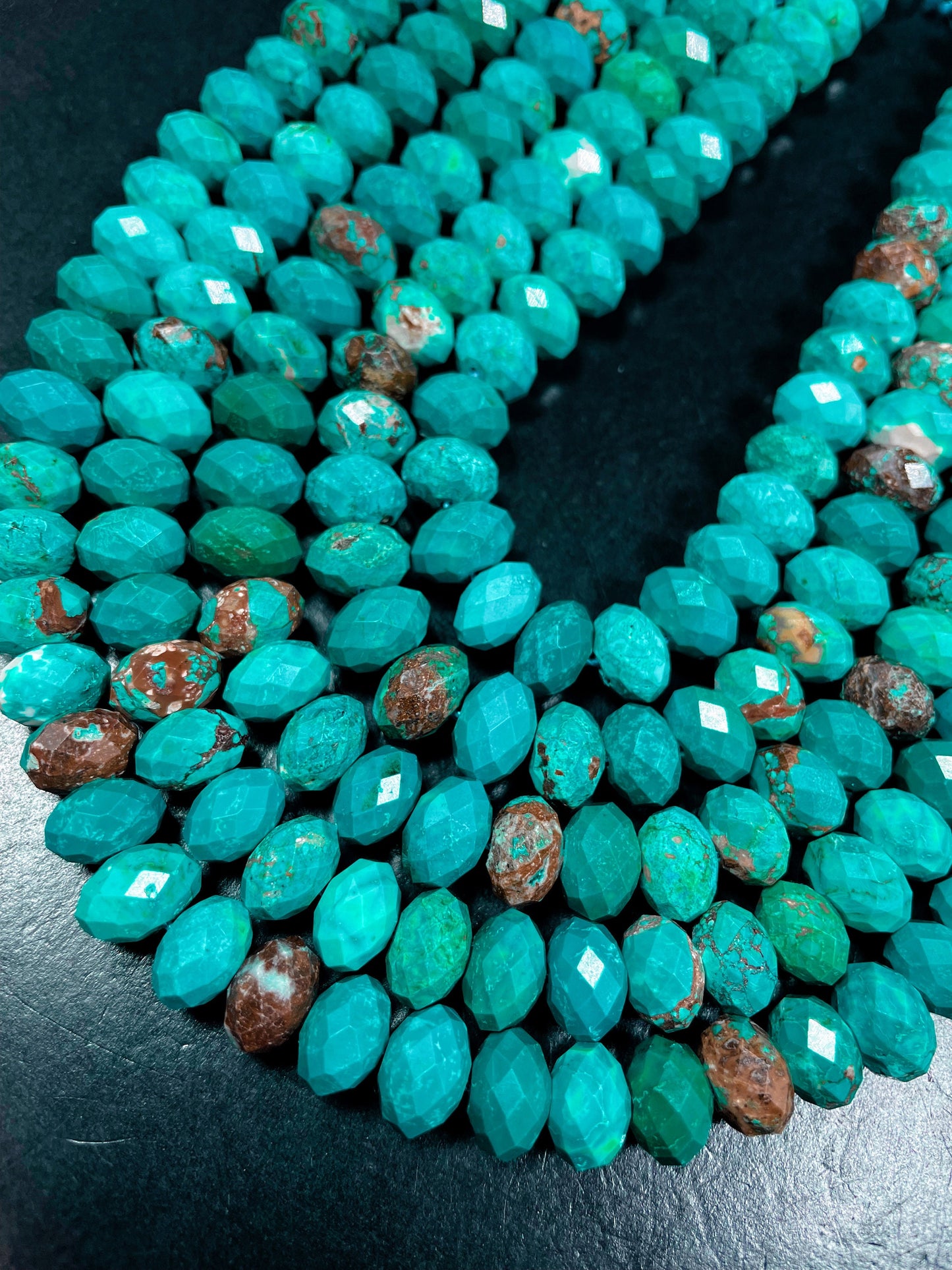 Beautiful Blue Turquoise Gemstone bead Faceted 8mm 10mm Rondelle Shape Bead, Excellent Quality Turquoise Beads, Full Strand 15.5"