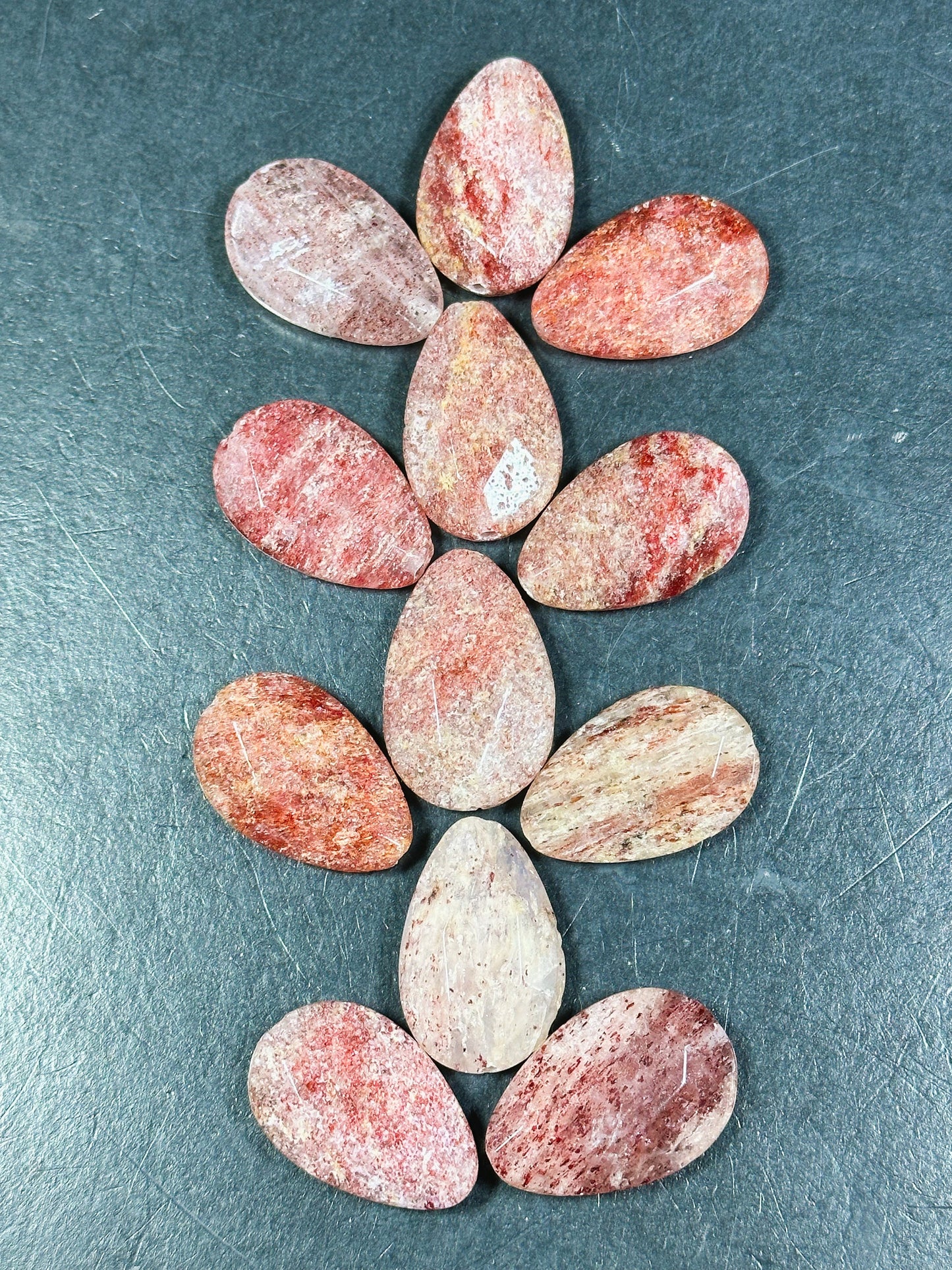 NATURAL Strawberry Quartz Gemstone Bead Faceted 30x20mm Teardrop Shape, Gorgeous Red Pink Color Strawberry Quartz Gemstone Bead, LOOSE Beads