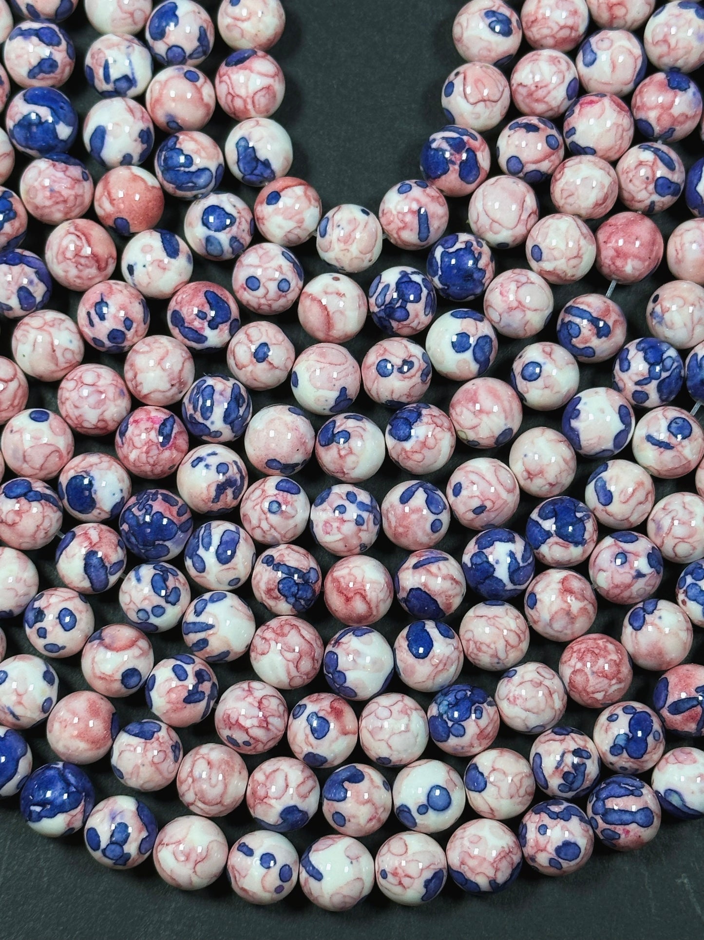 Beautiful Rain Flower Stone Bead 4mm 6mm 8mm 10mm Round Beads, Gorgeous Multicolor Pink Blue Color Rain Flower Bead Full Strand 15.5"