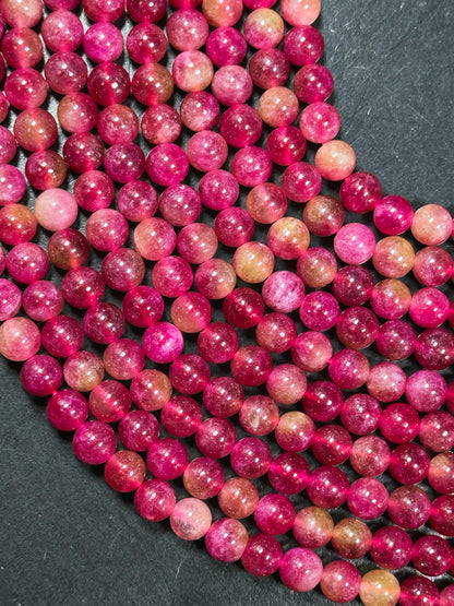 Natural Watermelon Tourmaline Quartz Gemstone Bead Smooth 8mm Round Beads, Beautiful Green Red Color Beads, Great Quality Full Strand 15.5"