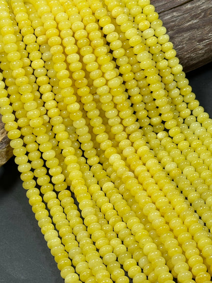 NATURAL Yellow Jade Gemstone Bead 8x5mm Rondelle Shape Bead, Beautiful Yellow Color Jade Gemstone Bead, Great Quality Bead Full Strand 15.5"