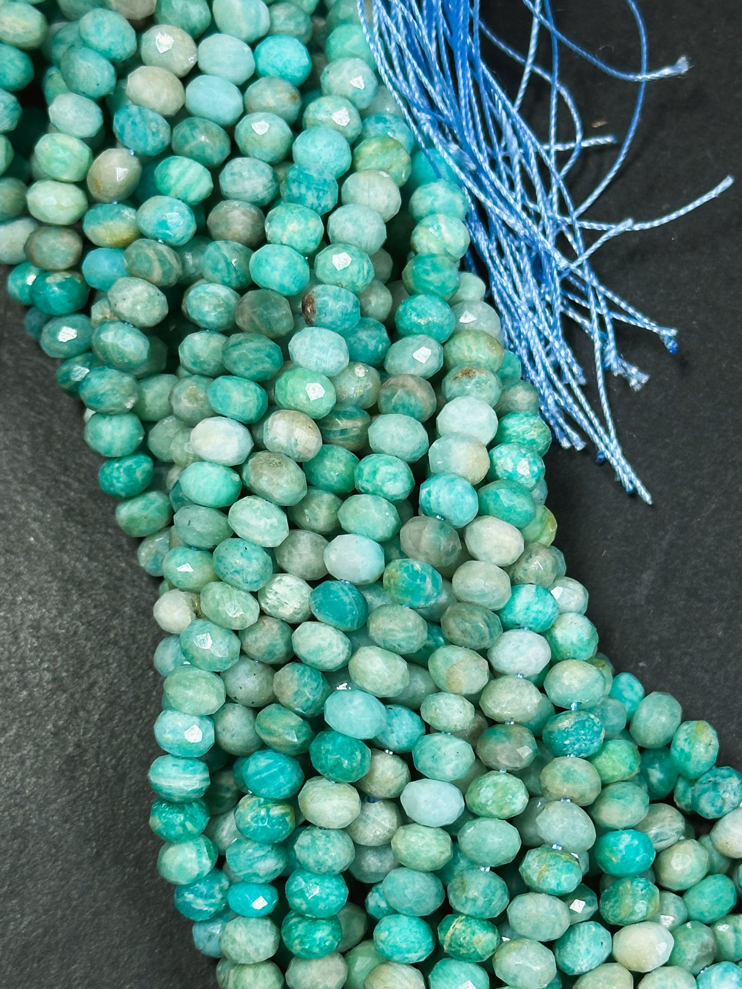 Natural Russian Amazonite Gemstone Bead Faceted 6x4mm Rondelle Shape, Beautiful Natural Green Blue Color Russian Amazonite Bead 15.5" Strand