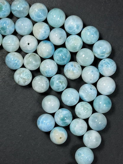 AAA Natural Larimar Gemstone Beads 14mm Round Beads, Beautiful Natural Blue White Color Genuine Larimar Gemstone Beads, LOOSE BEADS (1pc)