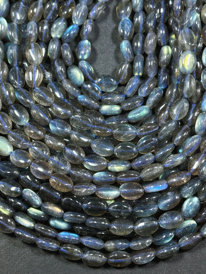 AAA Labradorite Gemstone Bead 11x8mm Oval Shape, Beautiful Natural Gray Color Rainbow Blue Flash Labradorite Excellent Quality Beads 15.5"