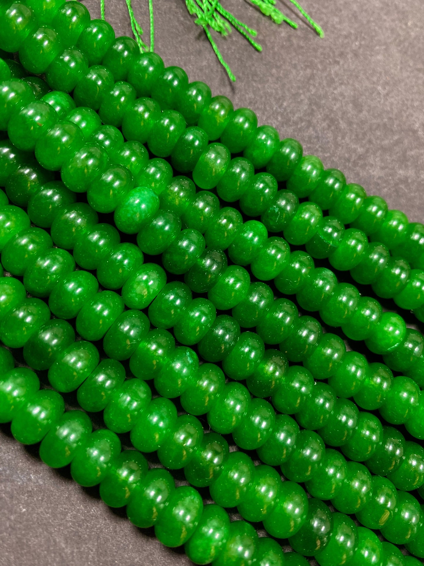 NATURAL Green Jade Gemstone Bead 10x6mm Rondelle Shape Bead, Beautiful Green Color Jade Gemstone Beads, Great Quality Bead Full Strand 15.5"