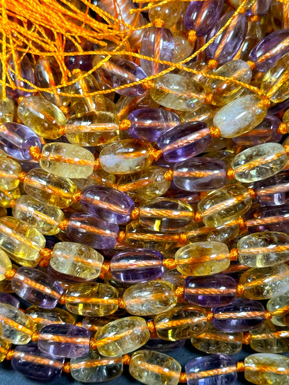 AAA NATURAL Ametrine Gemstone Bead 11x7mm Tube Shape, Beautiful Natural Orange Purple Color Citrine Amethyst Gemstone Bead Excellent Quality