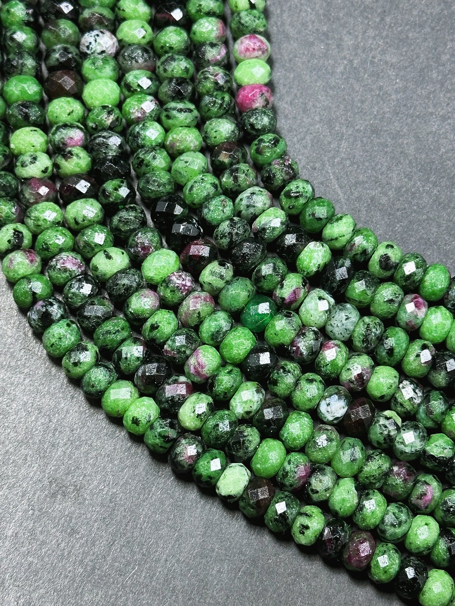 Natural Ruby Zoisite Gemstone Bead Faceted 8x5mm Rondelle Beads, Beautiful Natural Green Ruby Red Ruby Zoisite Beads Excellent Quality 15.5"