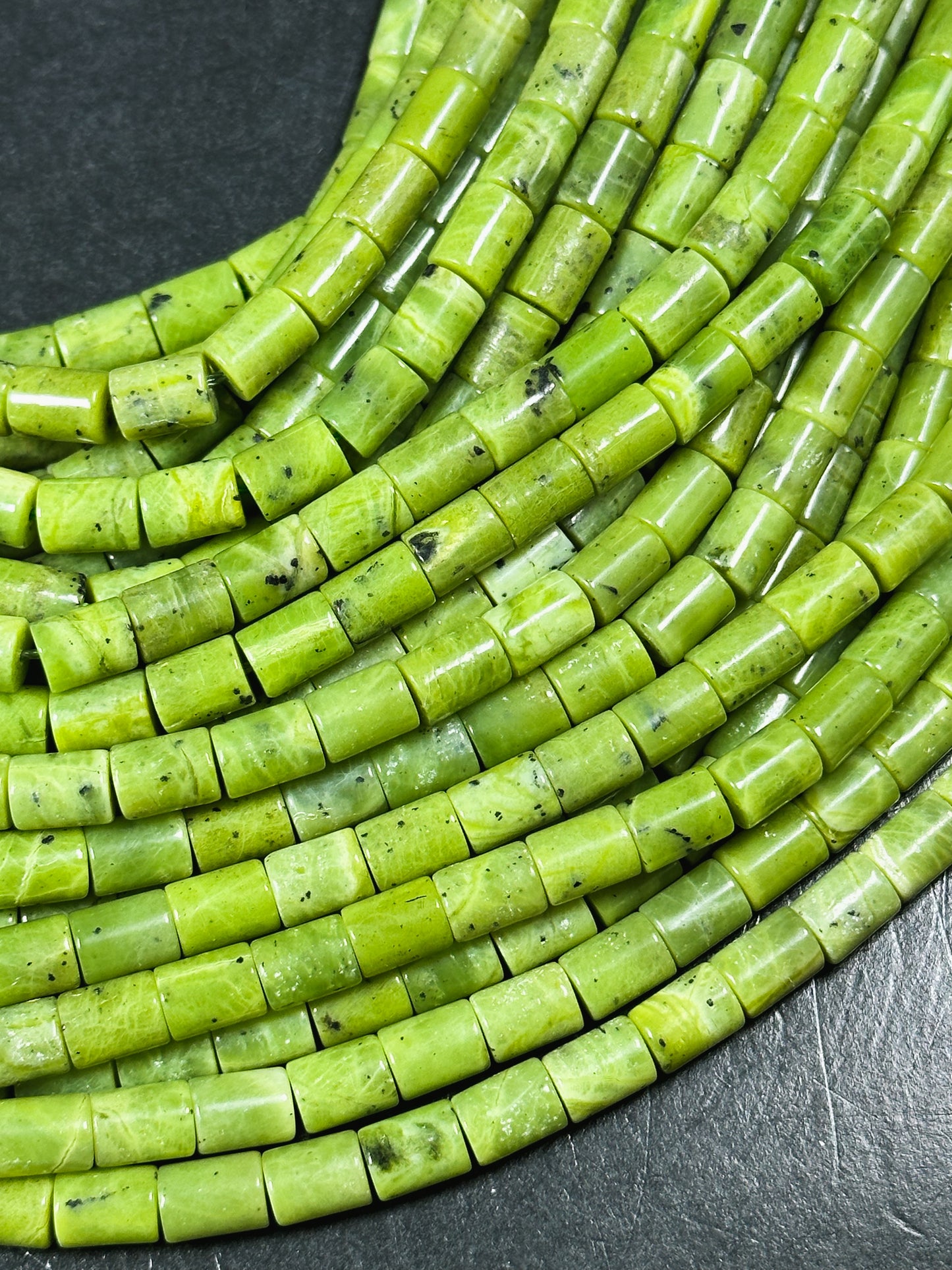 NATURAL Jade Gemstone Bead 8x6mm 10x8mm Tube Shape Bead, Gorgeous Green Color Jade Gemstone Bead Full Strand 15.5" Loose Beads Great Quality