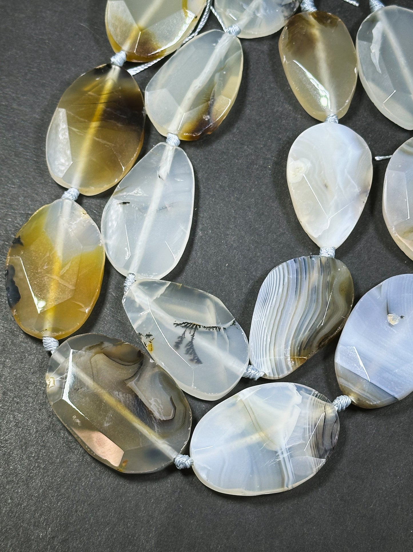 Natural Botswana Agate Gemstone Bead Freeform Faceted Oval Shape, Gorgeous Natural Gray Beige Color Botswana Agate Excellent Quality 15.5"