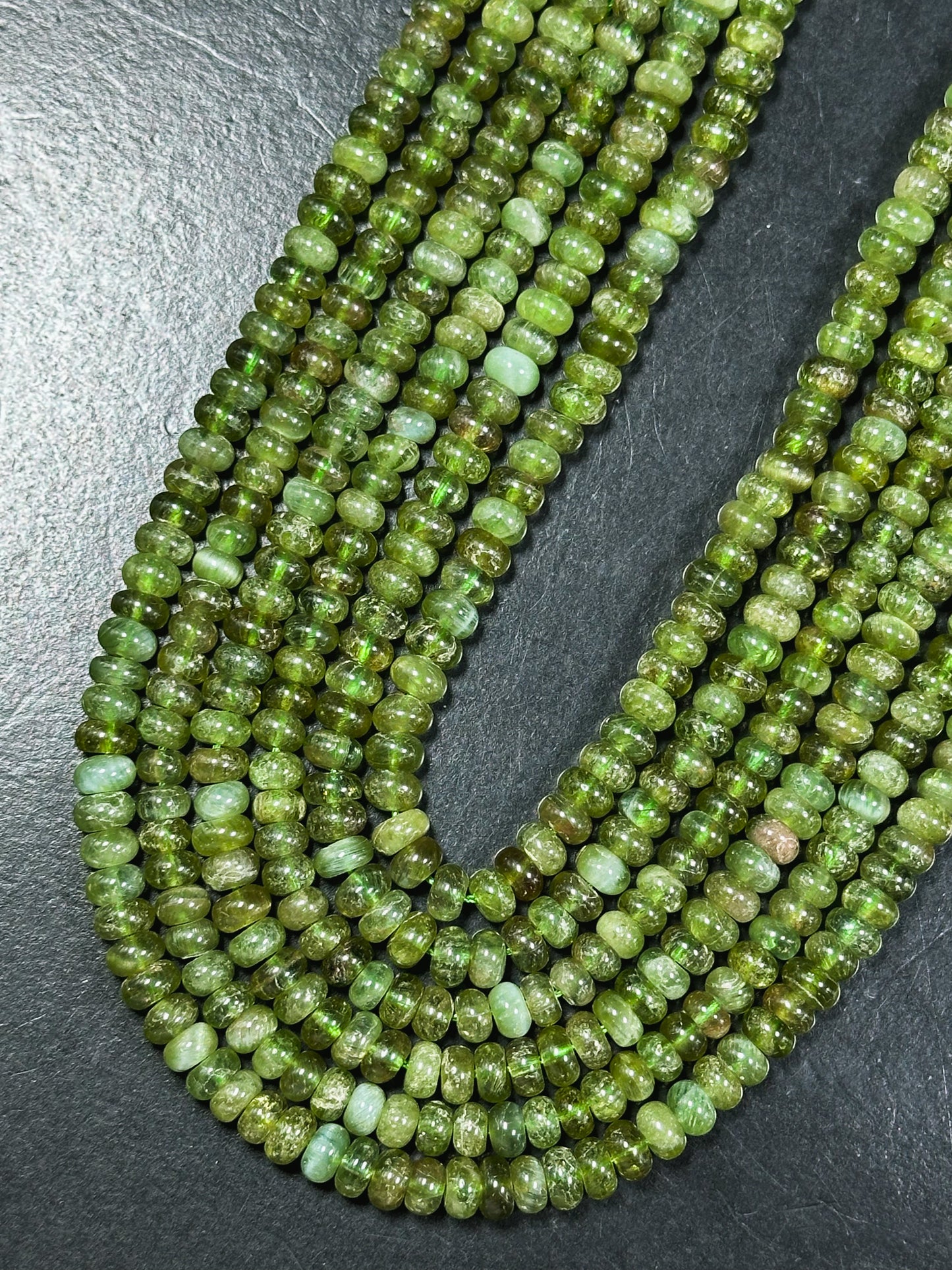 AAA Natural Green Garnet Gemstone Bead 4x2mm 6x3mm Rondelle Shape, Gorgeous Natural Green Color Garnet Bead, Excellent Quality Full Strand 15.5"