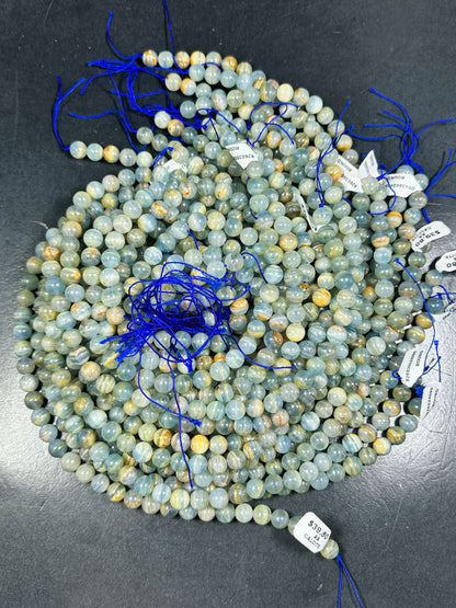 AAA Natural Calcite Gemstone Bead 6mm 8mm 10mm Round Bead. Gorgeous Natural Aqua Blue Brown Calcite Gemstone Bead