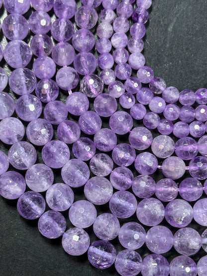 AAA Natural Lavender Jade Gemstone Bead Faceted 6mm 8mm 10mm Round Bead, Gorgeous Natural Clear Lavender Purple Jade Excellent Quality 15.5"