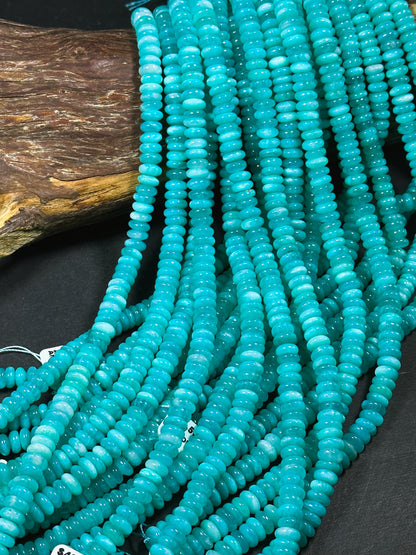 AAA Natural Amazonite Gemstone Bead 8x4mm Rondelle Shape, Beautiful Natural Blue Green Amazonite Beads, Excellent Quality Full Strand 15.5"