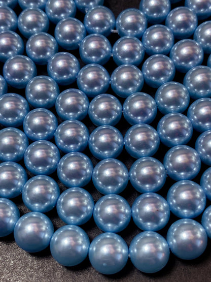 Chinese Swarovski Pearl Crystal Beads 4mm 6mm 8mm 10mm 12mm Round Bead, Beautiful Blue Swarovski Crystal Pearl 15.5"