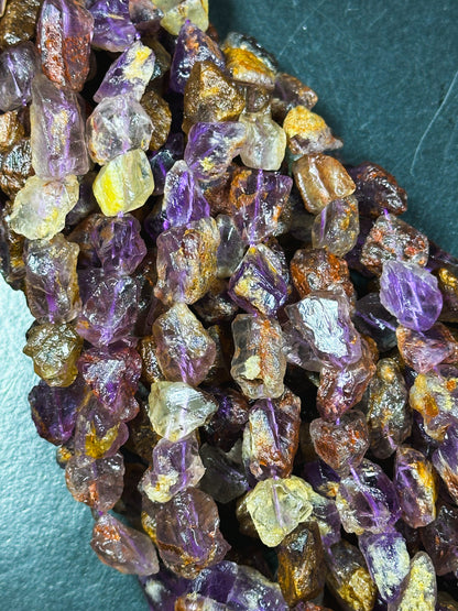 Natural Raw Super 7 Gemstone Bead Freeform Nugget Shape Bead, Beautiful Natural Purple Color Raw Super 7 Gemstone Bead, Full Strand 15.5"