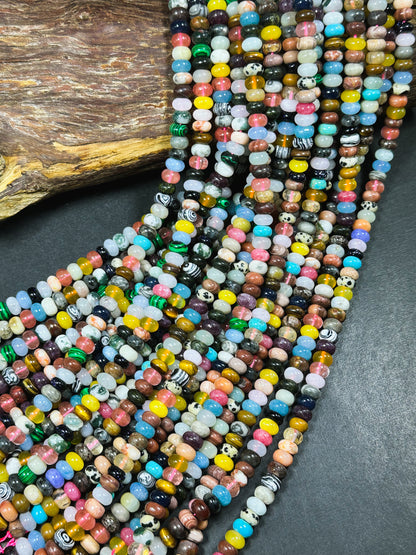 Natural Mixed Gemstone Beads 8x5mm Rondelle Shape Beads, Gorgeous Multicolor Multi Mixed Gemstone Beads, Excellent Quality Full Strand 15.5"