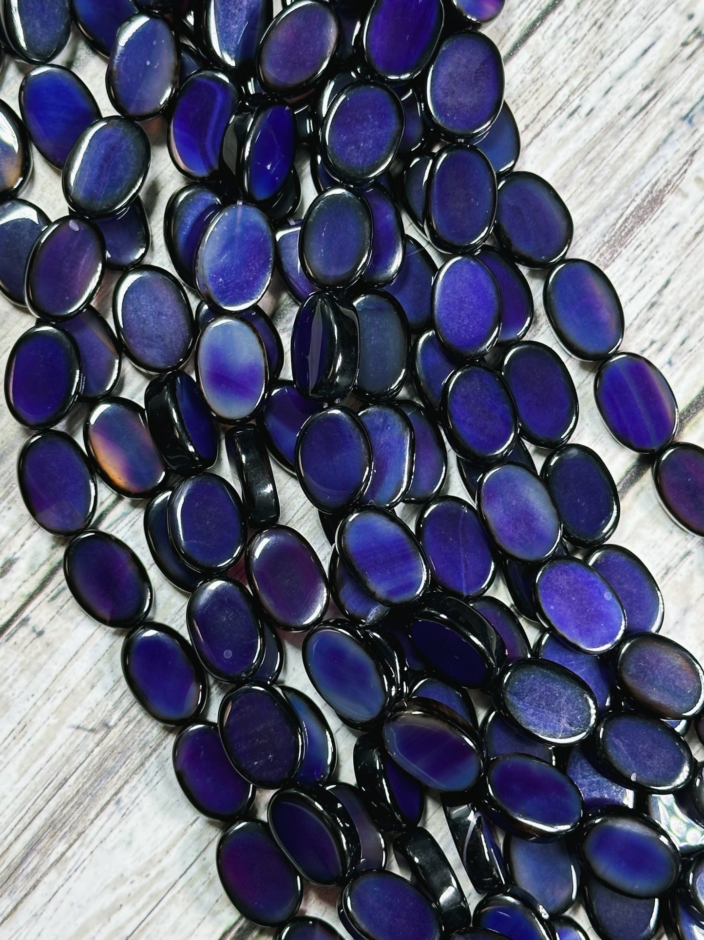 Natural Purple Agate Gemstone Bead 14x10mm Oval Shape, Beautiful Dark Purple Color Smooth Agate Gemstone Beads Full Strand 15.5"