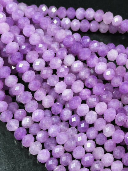 Natural Lavender Jade Gemstone Bead Faceted 8x6mm Rondelle Shape, Beautiful Natural Lavender Purple Color Jade Bead, Great Quality 15.5"