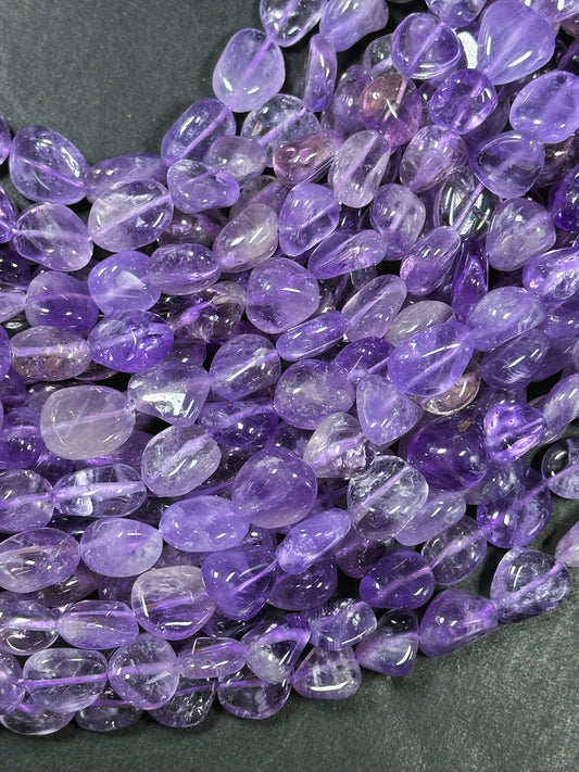 Natural Amethyst Gemstone Beads Freeform Pebble Shape Beads, Beautiful Natural Clear Purple Color Amethyst Gemstone Beads Full Strand 15.5"