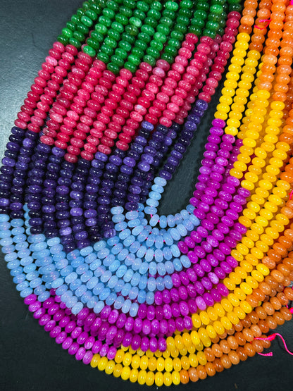 Natural Multi Jade Gemstone Bead 8x5mm Rondelle Shape, Gorgeous Rainbow Multicolor Jade Gemstone Beads, Excellent Quality Full Strand 15.5"